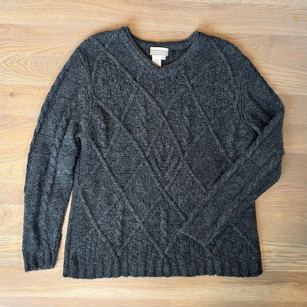Coldwater Creek Chunky Knit Sweater Silk Mohair V Neck Gray 
Womens Size Medium